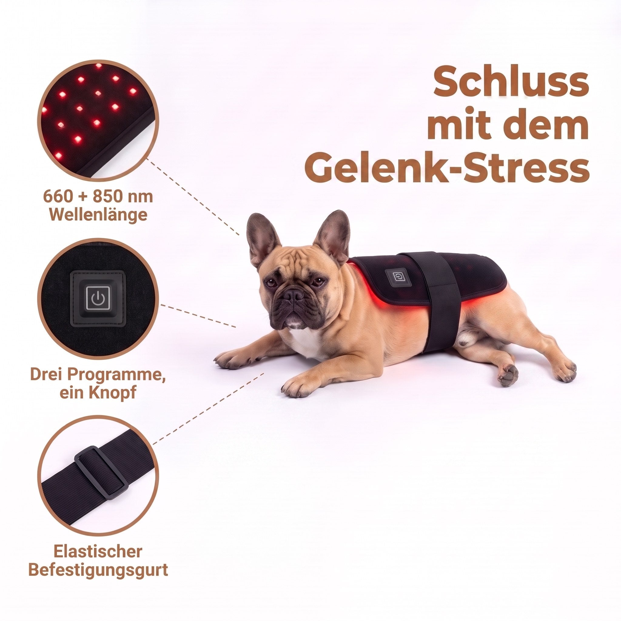 660 und 850 nm, drei Programme, elastischer Gurt, USB-C